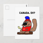 Hockey Beaver Cartoon in Red Maple Leaf Shirt Briefkaart (Voorkant / Achterkant)