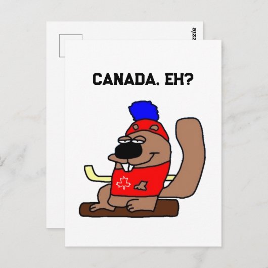 Hockey Beaver Cartoon in Red Maple Leaf Shirt Briefkaart (Voorkant / Achterkant)