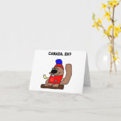 Hockey Beaver Cartoon in Red Maple Leaf Shirt Kaart (Gele Bloem)