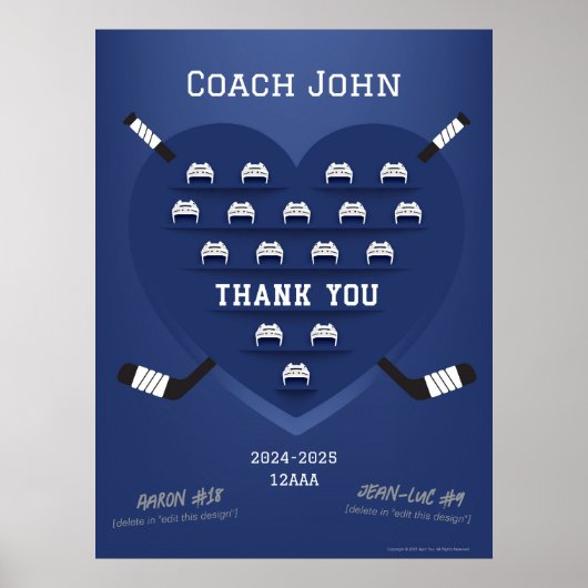 Hockey Bedankt Coach Manager - teamhandtekening Poster (Voorkant)