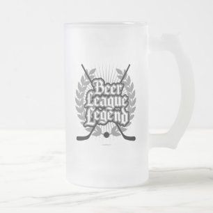Hockey Beer League Legend Frosted Glass Beer Mok