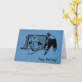 Hockey Birthday Card Ink Schets op blauw Kaart (Gele Bloem)