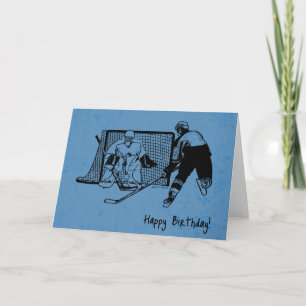Hockey Birthday Card Ink Schets op blauw Kaart