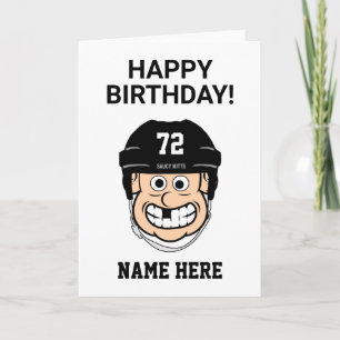 Hockey Birthday Cartoon Hockey Player Number Name Kaart
