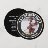 Hockey Birthday Invitations - Hockey Puck Kaart (Voorkant / Achterkant)