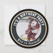 Hockey Birthday Invitations - Hockey Puck Kaart (Voorkant)
