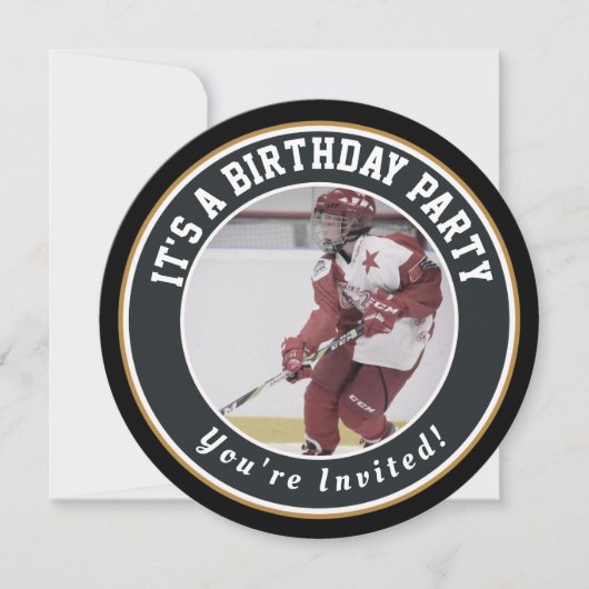 Hockey Birthday Invitations - Hockey Puck Kaart (Voorkant)