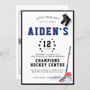 Hockey Birthday Party Invitation Kaart