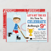 Hockey Birthday Party Invitation Kaart (Voorkant / Achterkant)