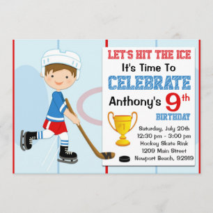 Hockey Birthday Party Invitation Kaart