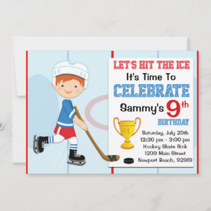 Hockey Birthday Party Invitation Red Hair Kaart