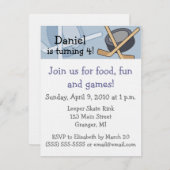 Hockey Birthday Party Invitations 4.25 in Kaart (Voorkant / Achterkant)