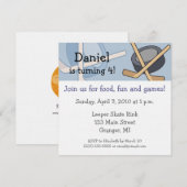 Hockey Birthday Party Invitations 5.25x5.25 in Kaart (Voorkant / Achterkant)
