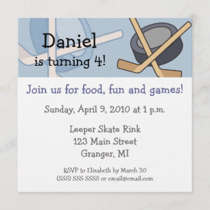 Hockey Birthday Party Invitations 5.25x5.25 in Kaart