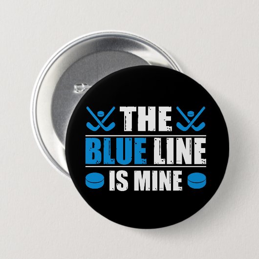 Hockey Blue Line Ronde Button 7,6 Cm (Voorkant /achterkant)