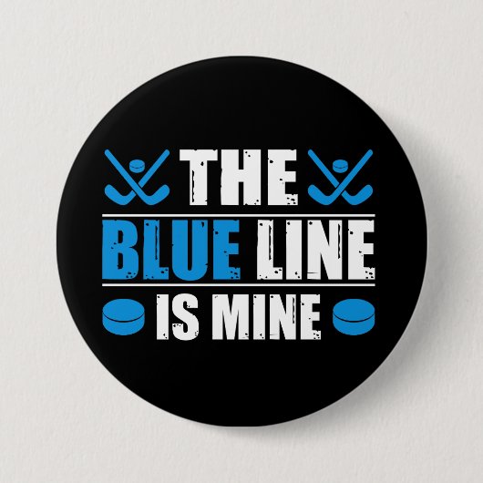 Hockey Blue Line Ronde Button 7,6 Cm (Voorkant)