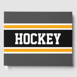 HOCKEY Bold Grijs Zwart Geel Racing Stripes Gastenboek