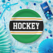 HOCKEY Bold Groen Zwart Geel Racing Stripes Papieren Bordje (Feest)