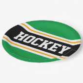 HOCKEY Bold Groen Zwart Geel Racing Stripes Papieren Bordje (Gekanteld)