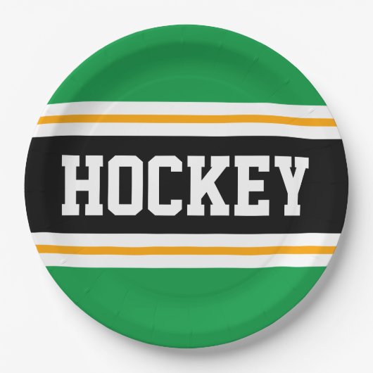 HOCKEY Bold Groen Zwart Geel Racing Stripes Papieren Bordje (Voorkant)