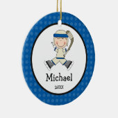 Hockey Boy Blonde Kinder Persoonlijke Kerstmis Keramisch Ornament (Rechts)