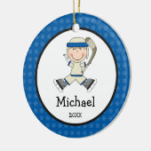 Hockey Boy Blonde Kinder Persoonlijke Kerstmis Keramisch Ornament (Links)
