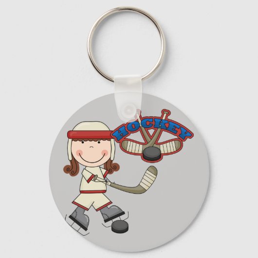 HOCKEY - Brunette Girl Tshirts en Gifts Sleutelhanger (Voorkant)