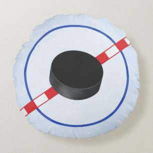 Hockey Center Ice Puck Pillow Rond Kussen
