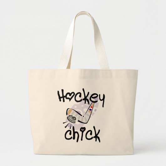 Hockey Chick T-shirts en cadeautjes Grote Tote Bag (Voorkant)