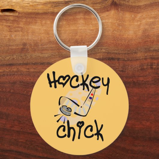 Hockey Chick Tshirts en cadeaus Sleutelhanger (Voorkant)