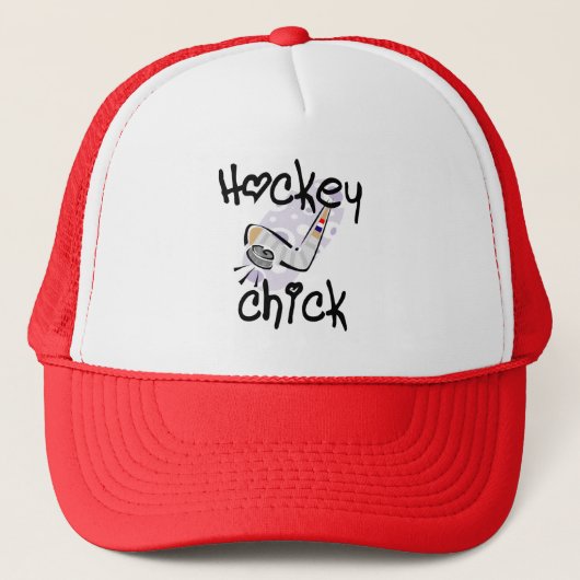 Hockey Chick Tshirts en cadeaus Trucker Pet (Voorkant)
