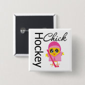 Hockey Chick Vierkante Button 5,1 Cm (Voorkant /achterkant)