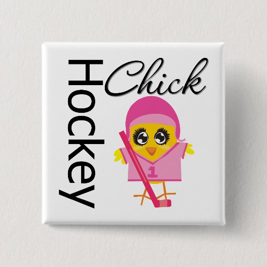 Hockey Chick Vierkante Button 5,1 Cm (Voorkant)