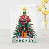 Hockey Christmas Card Kaart (Gele Bloem)