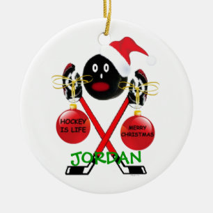 Hockey Christmas Cartoon Keramisch Ornament
