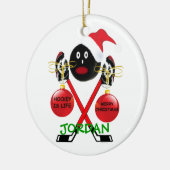 Hockey Christmas Cartoon Keramisch Ornament (Links)