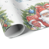  Hockey Christmas with Santa Claus Cadeaupapier (Rol Hoek)