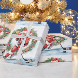 Hockey Christmas with Santa Claus Cadeaupapier