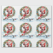  Hockey Christmas with Santa Claus Cadeaupapier (Vlak)