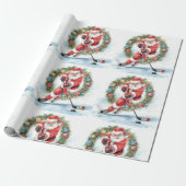 Hockey Christmas with Santa Claus Cadeaupapier (Uitgerold)