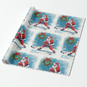  Hockey Christmas with Santa Claus Cadeaupapier (Uitgerold)