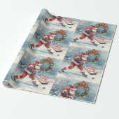  Hockey Christmas with Santa Claus Cadeaupapier (Uitgerold)