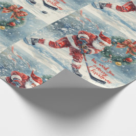 Hockey Christmas with Santa Claus Cadeaupapier