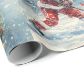 Hockey Christmas with Santa Claus Cadeaupapier (Rol Hoek)