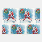  Hockey Christmas with Santa Claus Inpakpapier Vel (Voorkant 3)