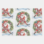  Hockey Christmas with Santa Claus Inpakpapier Vel (Voorkant)