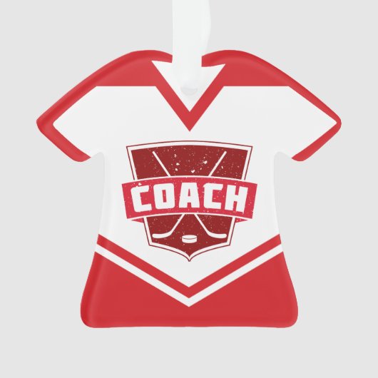 Hockey Coach,  naam & nummer Jersey Ornament (voorkant)