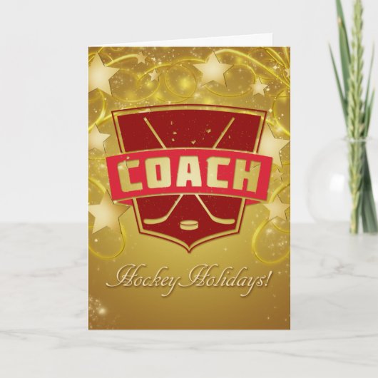 Hockey Coach Red Kerstmis Kaart (Voorkant)