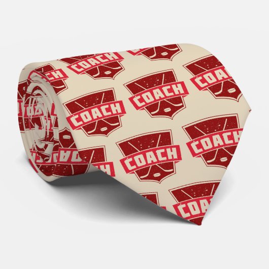 Hockey Coach Red Shield Stropdas Necktie (Opgerold)