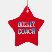 Hockey Coach Ruw Blauw Tekst Keramisch Ornament (Rechts)
